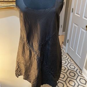 Lekuin Black Leather Tank Top / Mini Dress Intentionally Distressed Small VGUC